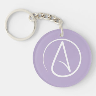 Atheistisches Symbol: weiß auf Lavendel Schlüsselanhänger