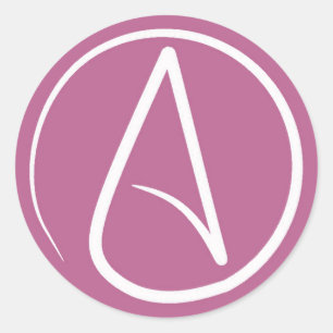 Atheistisches Symbol: weiß auf Maul rosa Runder Aufkleber