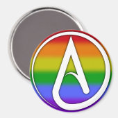 Atheistisches Symbol Weiß über Regenbogen Magnet (Vorderseite/Rückseite)