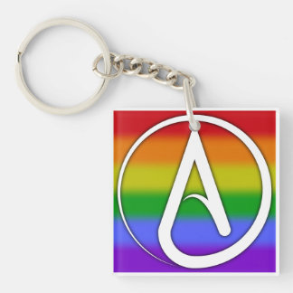 Atheistisches Symbol Weiß über Regenbogen Schlüsselanhänger