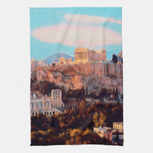 Athen - Akropolis - Panorama - Geschirrtuch