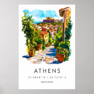 Athen Aquarell Poster Athen Reise Druck