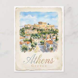 Athen Aquarell Stadt Postkarte