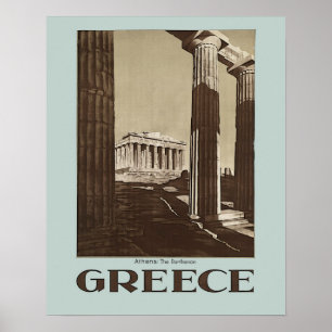 Athen: Der Parthenon GRIECHENLAND Vintage Reisepos Poster