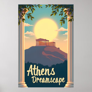 Athen Dreamscape : Retro-Reise Mitte des Jahrhunde Poster
