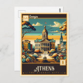 Athen, Georgien | VINTAG Postkarte (Vorne/Hinten)