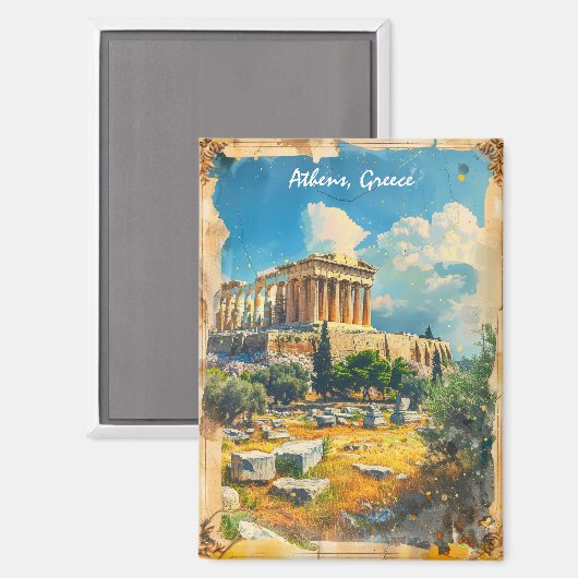 Athen Griechenland Akropolis Malerei Magnet (Vorderseite/Rückseite)