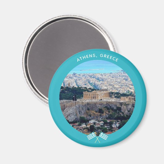 Athen, Griechenland (Akropolis und Meer) Magnet (Vorderseite/Rückseite)