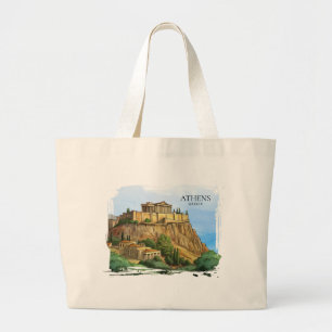 Athen Griechenland Aquarell   Historische Ansichte Jumbo Stoffbeutel