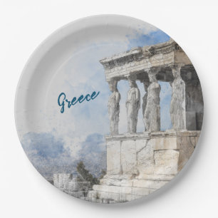 Athen Griechenland Aquarell Ruinen Pappteller