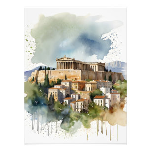 Athen Griechenland Aquarellkunst Fotodruck