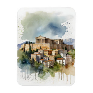 Athen Griechenland Aquarellkunst Magnet