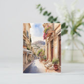 Athen Griechenland Aquarellkunst Postkarte (Stehend Vorderseite)