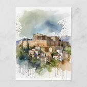 Athen Griechenland Aquarellkunst Postkarte (Vorderseite)