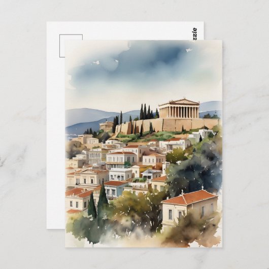 Athen Griechenland Aquarellkunst Postkarte (Vorne/Hinten)