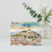 Athen Griechenland Aquarellmalerei Panoramasicht Postkarte (Stehend Vorderseite)