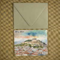 Athen Griechenland Aquarellmalerei Panoramasicht