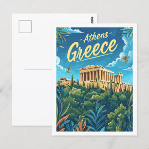 Athen Griechenland Berühmter Vintage-Reiseort Postkarte