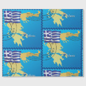 Athen Griechenland Briefmarke Griechenland Flagge  Geschenkpapier (Flach)