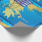 Athen Griechenland Briefmarke Griechenland Flagge  Geschenkpapier (Ecke)