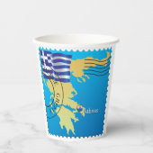 Athen Griechenland Briefmarke Griechenland Flagge  Pappbecher (Vorderseite)