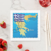 Athen Griechenland Briefmarke Griechenland Flagge  Serviette (Beispiel)