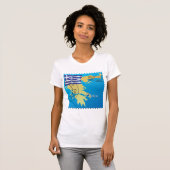 Athen Griechenland Briefmarke Griechenland Flagge T-Shirt (Vorne ganz)