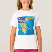 Athen Griechenland Briefmarke Griechenland Flagge T-Shirt (Vorderseite)