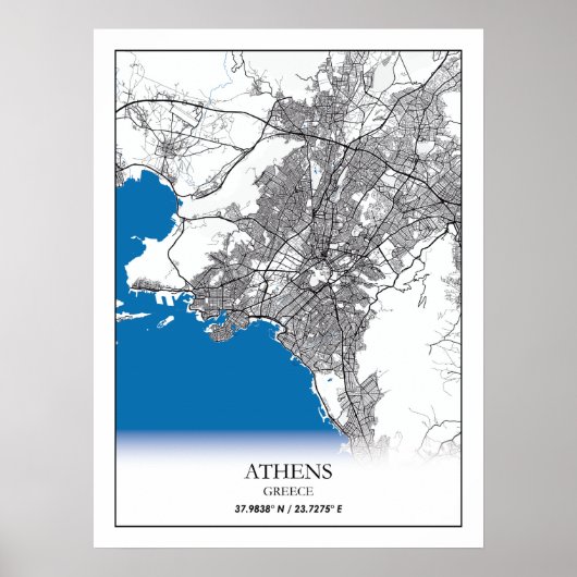 Athen Griechenland City Map Reisen Einfach Minimal Poster (Vorne)