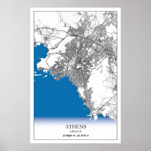 Athen Griechenland City Map Reisen Einfach Minimal Poster (Vorne)