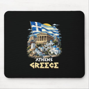 Athen Griechenland Flagge Athen Souvenir Reise Url Mousepad