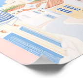 Athen Griechenland Gouache Paint Illustration Trav Poster (Ecke)