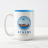 Athen, Griechenland, griechisches Schiffsdesign Zweifarbige Tasse (Links)