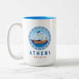 Athen, Griechenland, griechisches Schiffsdesign Zweifarbige Tasse