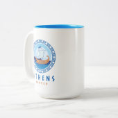 Athen, Griechenland, griechisches Schiffsdesign Zweifarbige Tasse (Vorderseite Links)