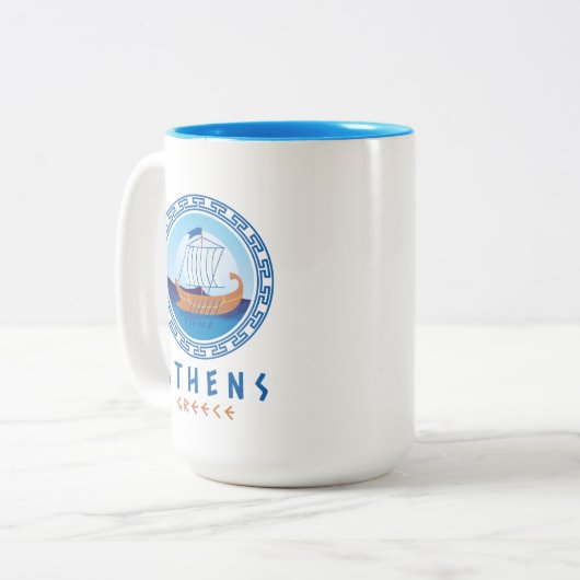 Athen, Griechenland, griechisches Schiffsdesign Zweifarbige Tasse (Vorderseite Links)
