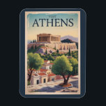 Athen Griechenland Illustration Travel Art Vintag Magnet<br><div class="desc">Athen Retrovektor Reise Design. Die Stadt wird noch von Sehenswürdigkeiten des 5. Jahrhunderts vor Christus beherrscht,  darunter die Akropolis,  eine Hügelzitadelle mit antiken Gebäude wie dem kolonierten Parthenon-Tempel.</div>