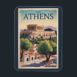 Athen Griechenland Illustration Travel Art Vintag Magnet<br><div class="desc">Athen Retrovektor Reise Design. Die Stadt wird noch von Sehenswürdigkeiten des 5. Jahrhunderts vor Christus beherrscht,  darunter die Akropolis,  eine Hügelzitadelle mit antiken Gebäude wie dem kolonierten Parthenon-Tempel.</div>