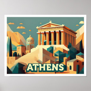 Athen Griechenland künstlerisch bunt Poster