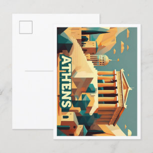Athen Griechenland künstlerisch bunt Postkarte