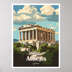 Athen Griechenland Kunstwerk Reiseort Illustration Poster