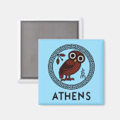 Athen, Griechenland mit athenischem Owl & Meander- Magnet (Vorderseite/Rückseite)