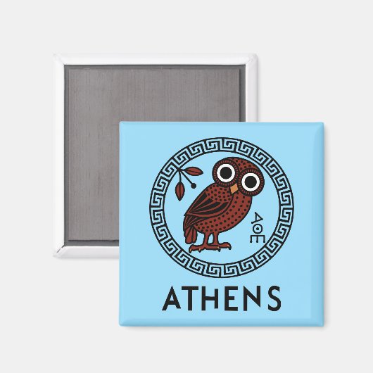 Athen, Griechenland mit athenischem Owl & Meander- Magnet (Vorderseite/Rückseite)