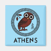 Athen, Griechenland mit athenischem Owl & Meander- Magnet (Vorne)