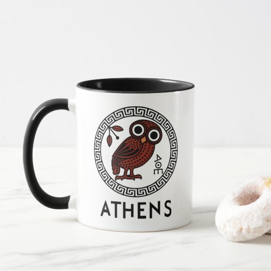 Athen, Griechenland mit athenischem Owl & Meander- Tasse (Mit Donut)