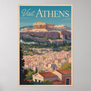 Athen Griechenland Parthenon Reise Kunst Vintage Poster