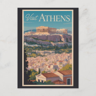 Athen Griechenland Parthenon Reise Kunst Vintage Postkarte