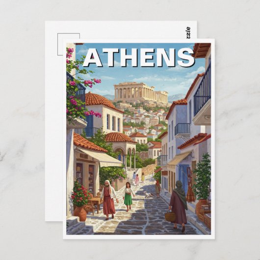 Athen Griechenland Plaka Travel Postkarte (Vorne/Hinten)