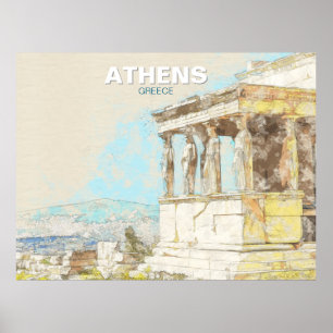 Athen Griechenland Reise – Vintage-Ansicht des ant Poster