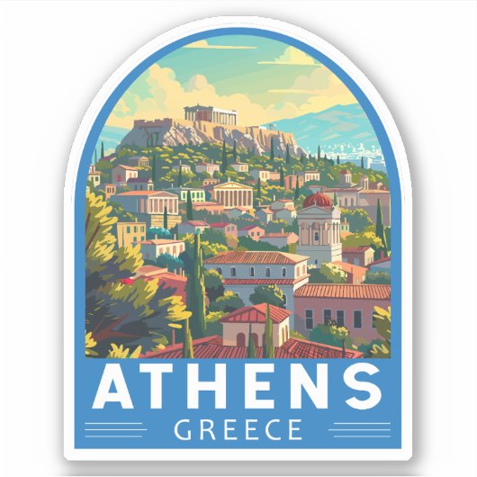 Athen Griechenland Reisen Kunst Vintag Aufkleber (Vorderseite)